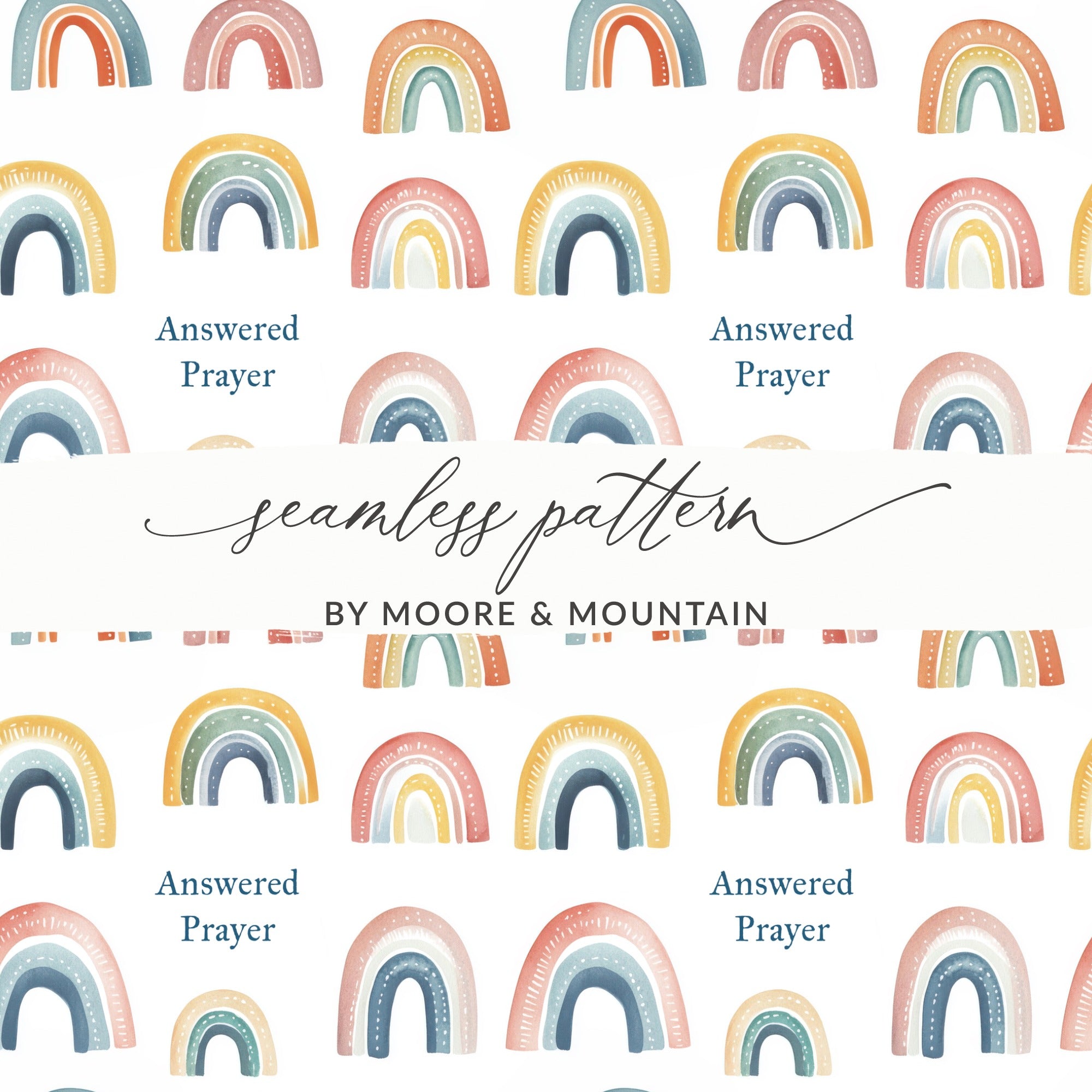 Colorful Rainbow 'Answered Prayer' Seamless Pattern
