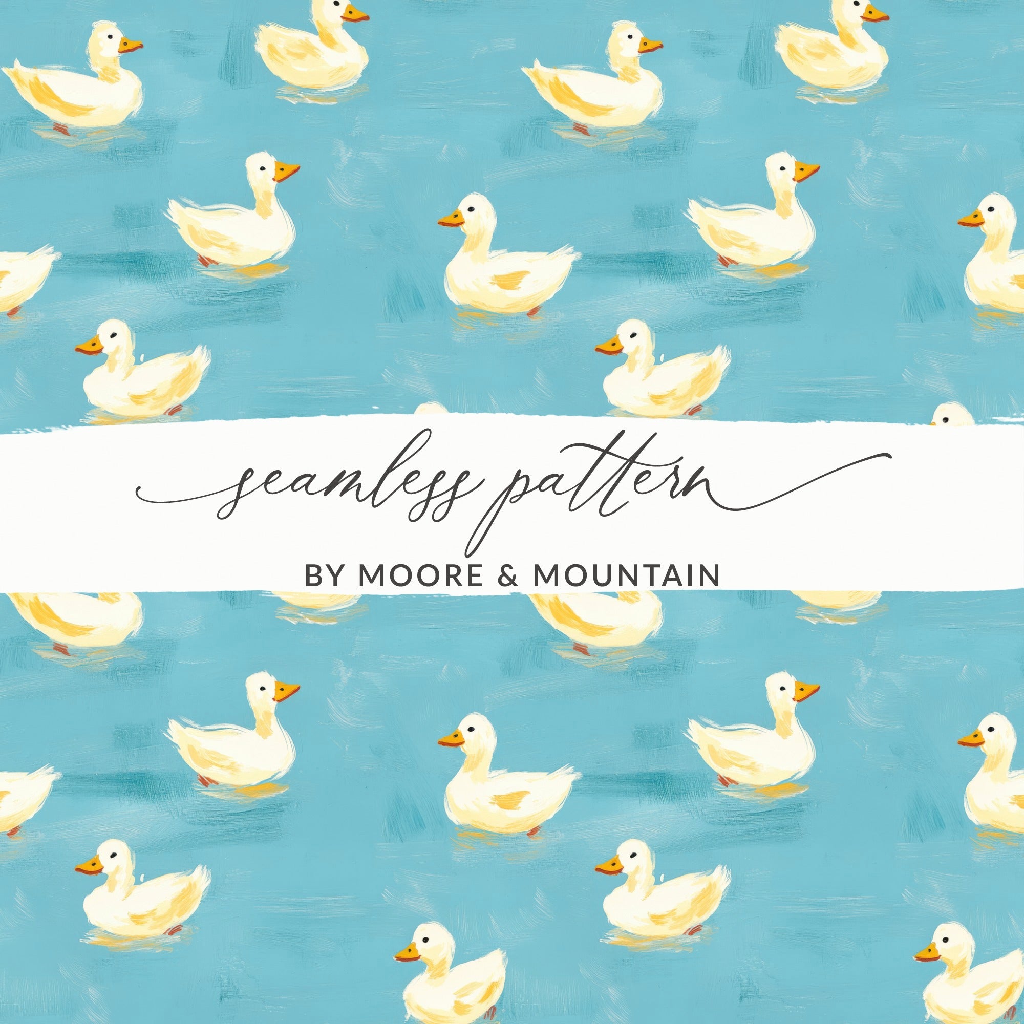 Duck Seamless Pattern Digital Paper, Farm Animal Pattern, Cute Duckling Design, Nursery Decor, Commercial Use, JPEG Download