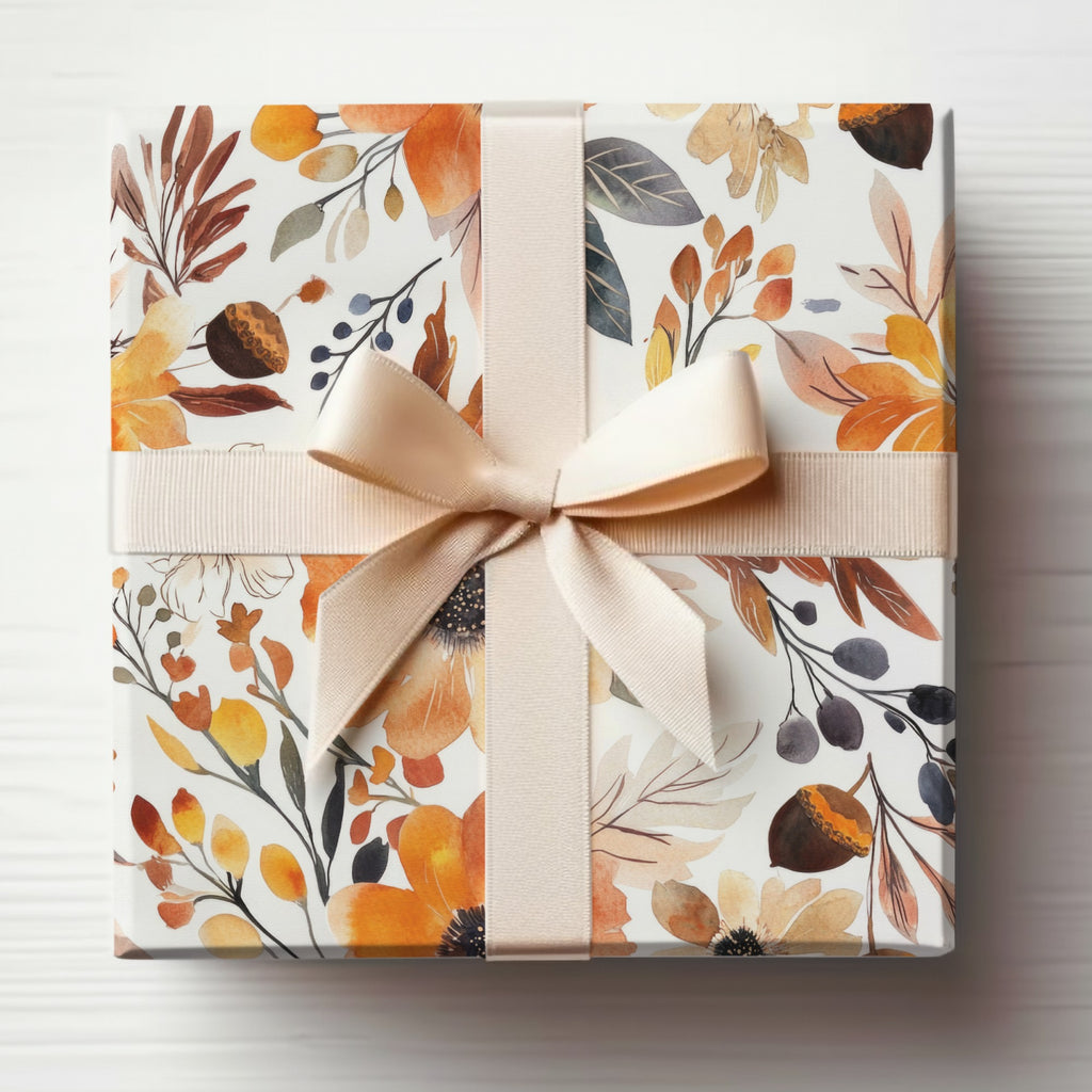 Elegant Autumn Floral Design Gift Wrap Paper Stylish