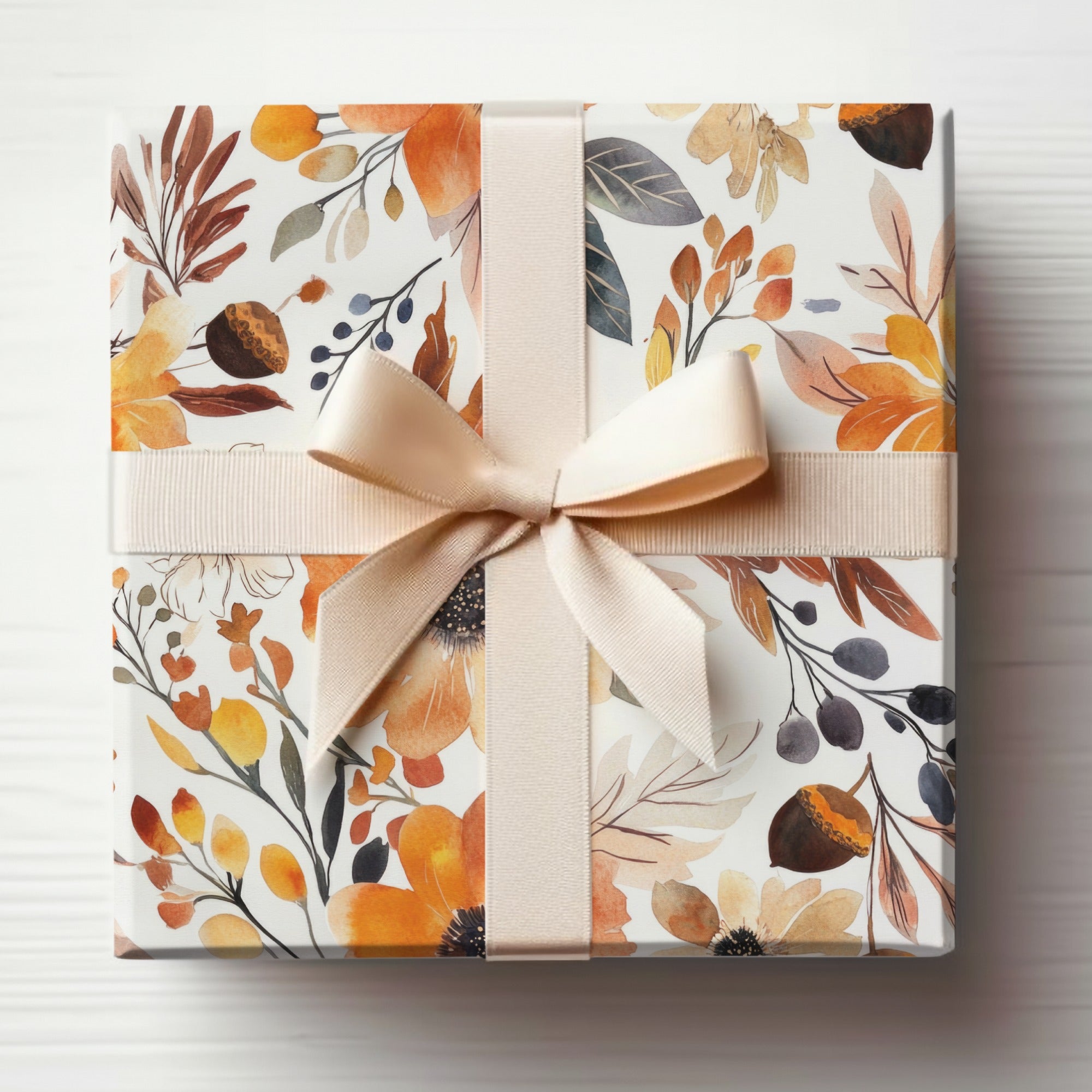 Elegant Autumn Floral Design Gift Wrap Paper Stylish
