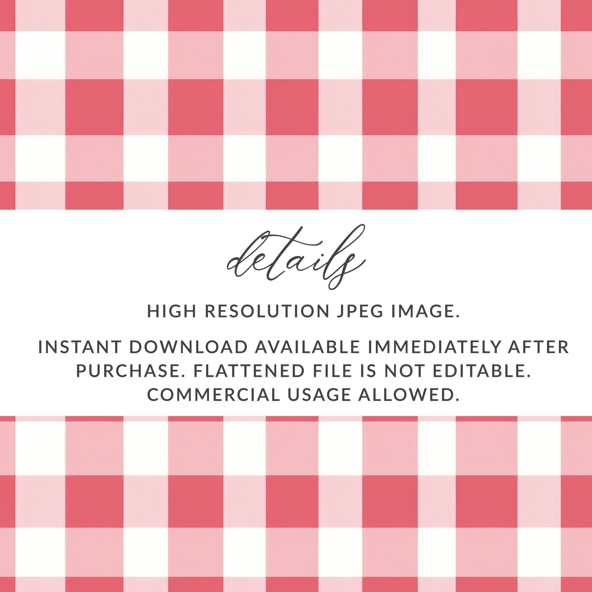 High Resolution JPEG Image Gingham Pattern Digital File