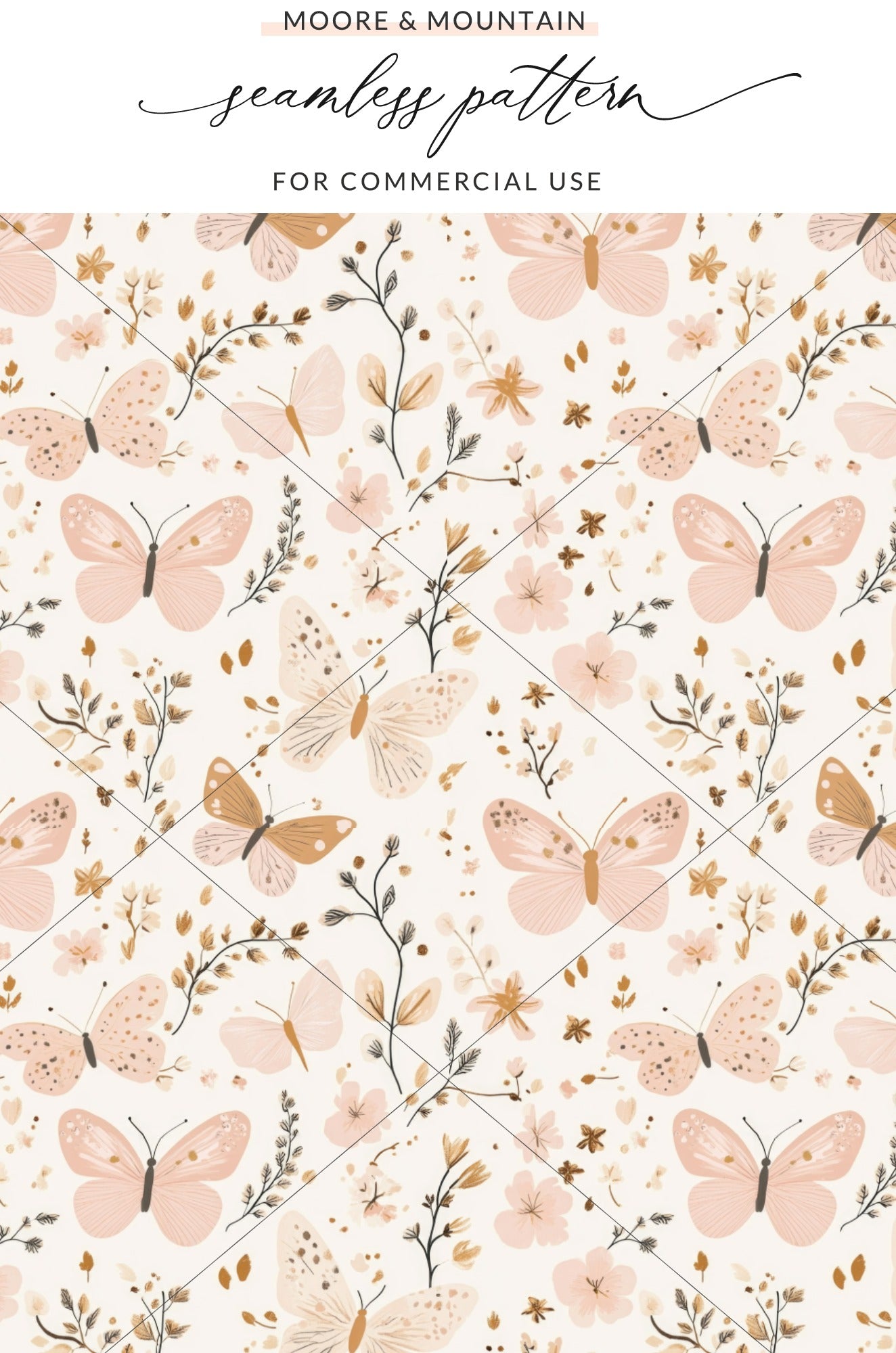 Butterfly and Floral Seamless Pattern for Commercial Use