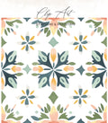 Floral repeating pattern with pastel colors, "Clip Art by Moore & Mountain".