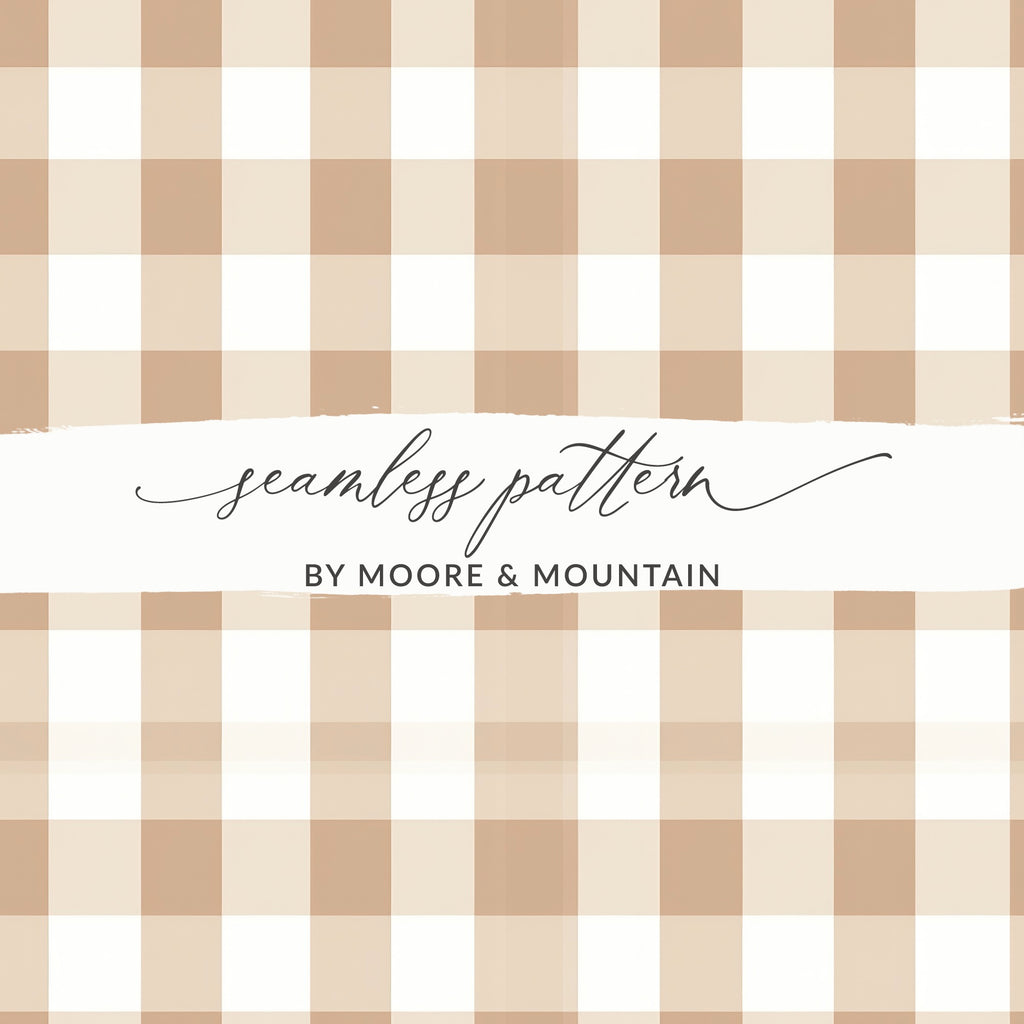 Beige and White Buffalo Check Seamless Pattern Design