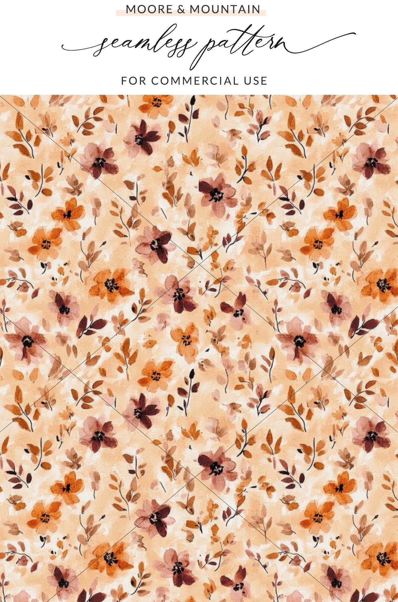 Floral Orange and Pink Seamless Pattern for Commercial Use