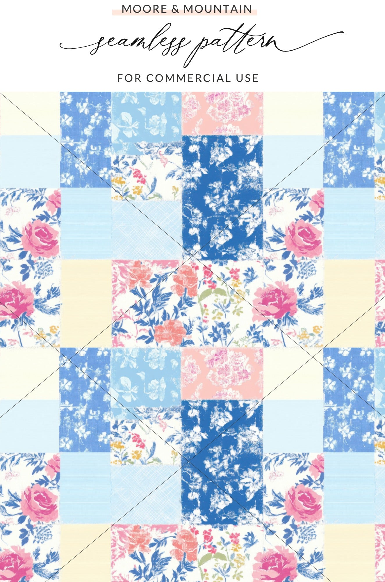 Floral Patchwork Seamless Pattern for Commercial Use