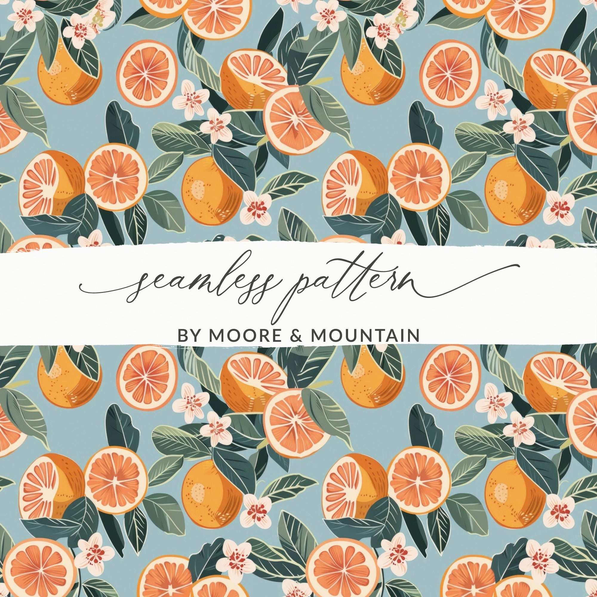 Vibrant Orange and Blue Seamless Pattern by Moore & Mountain