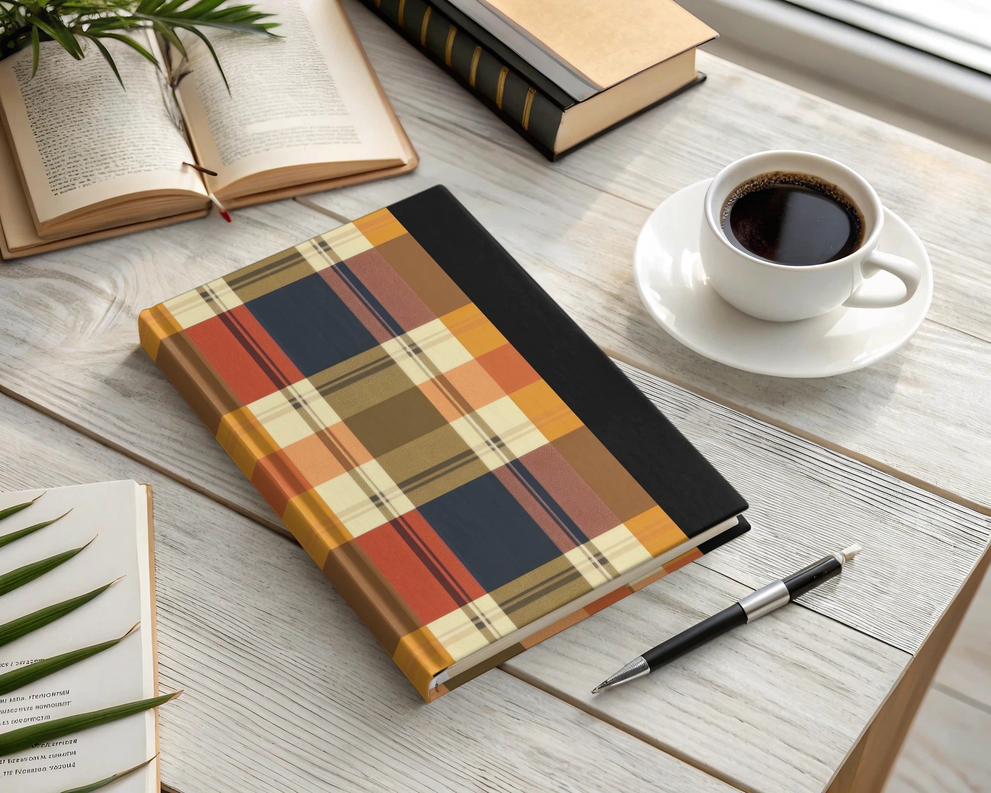 Vibrant Plaid Design Hardcover Journal Writing Book