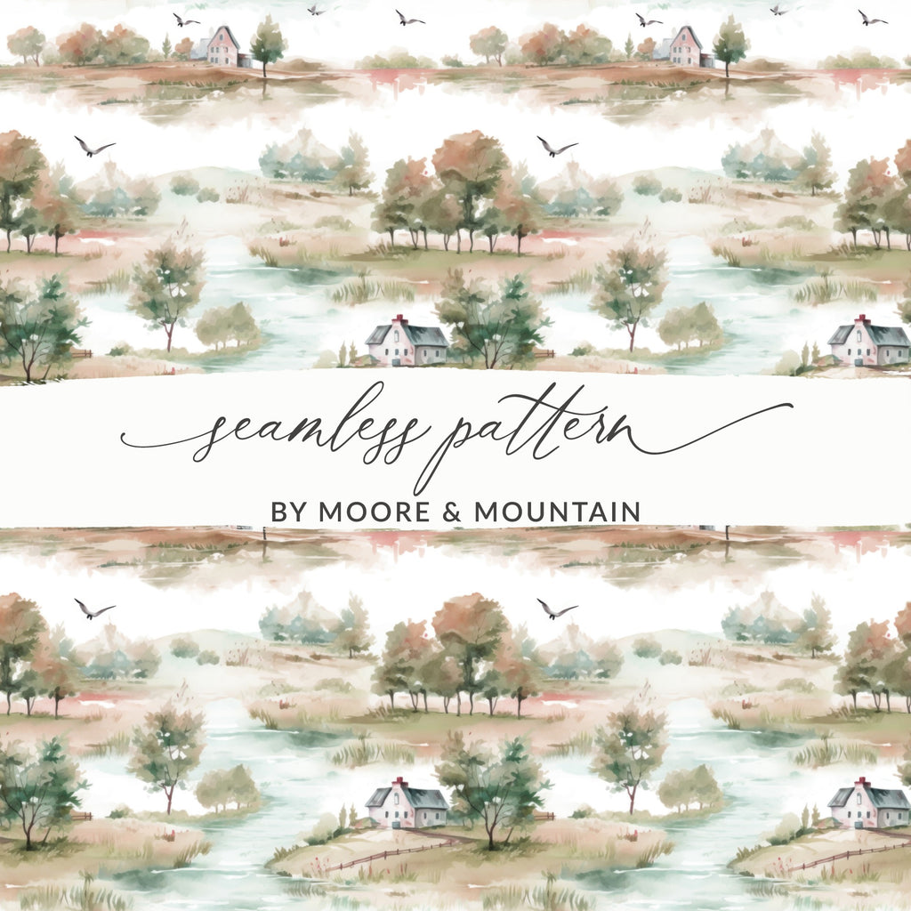 Peaceful Countryside Seamless Pattern by Moore & Mountain