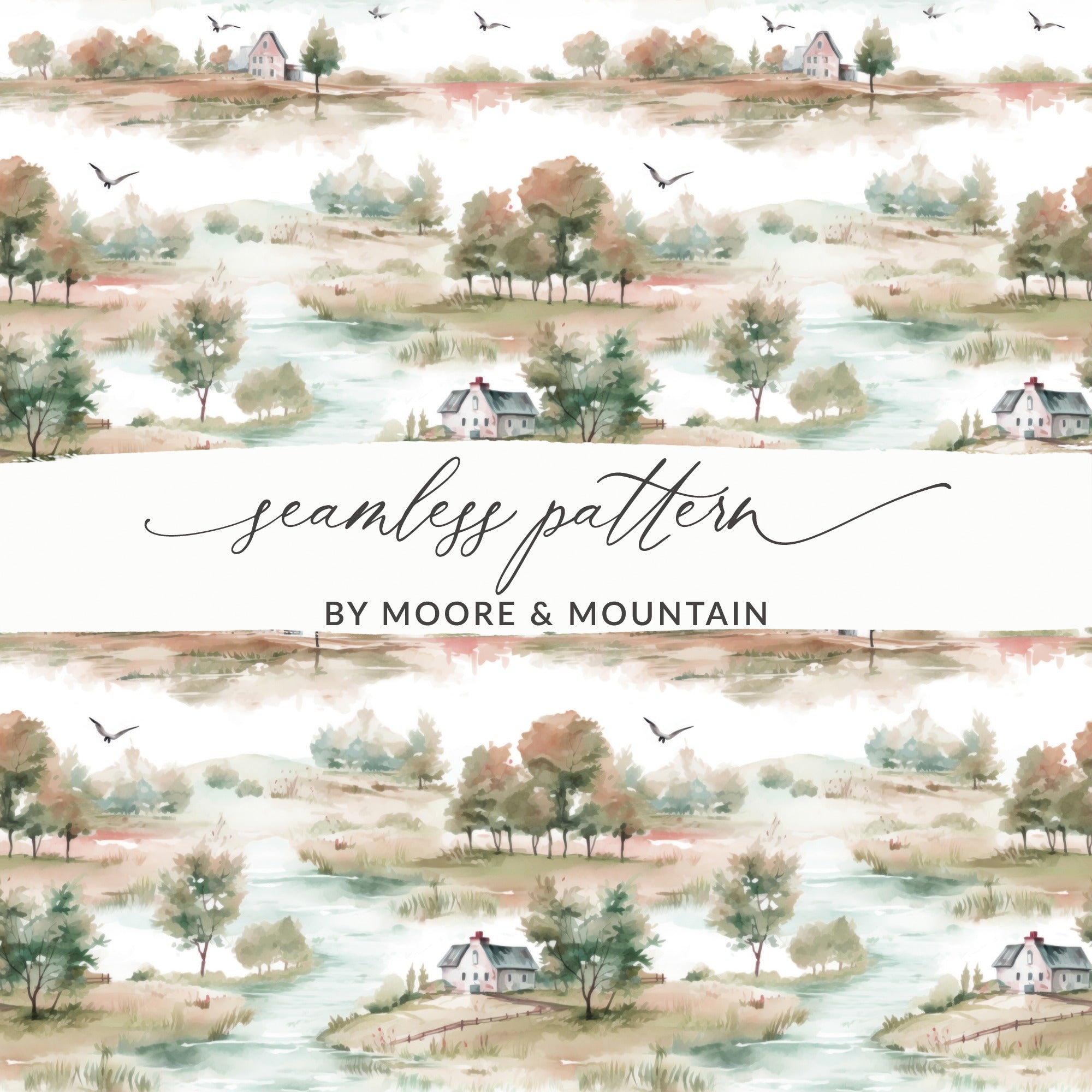 Peaceful Countryside Seamless Pattern by Moore & Mountain