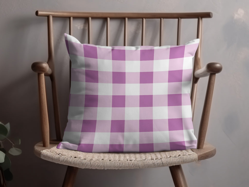 Vibrant Pink and White Gingham Checkered Pillow