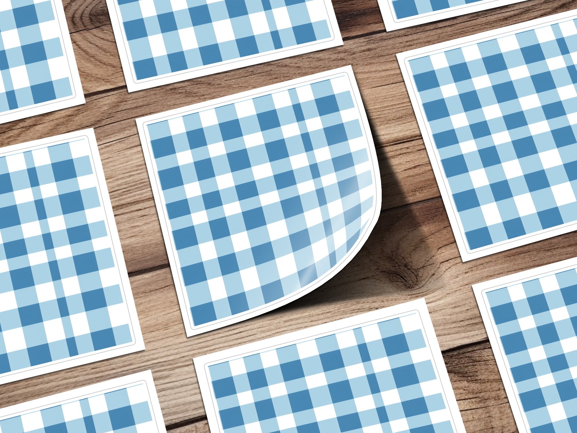 Blue and White Checkered Pattern Sticker Sheet Decals