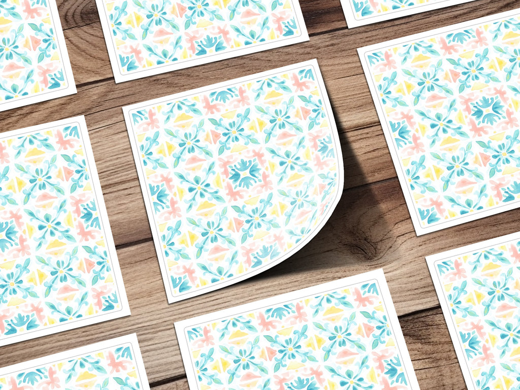 Watercolor Floral Geometric Tiles Pastel Multicolor product type