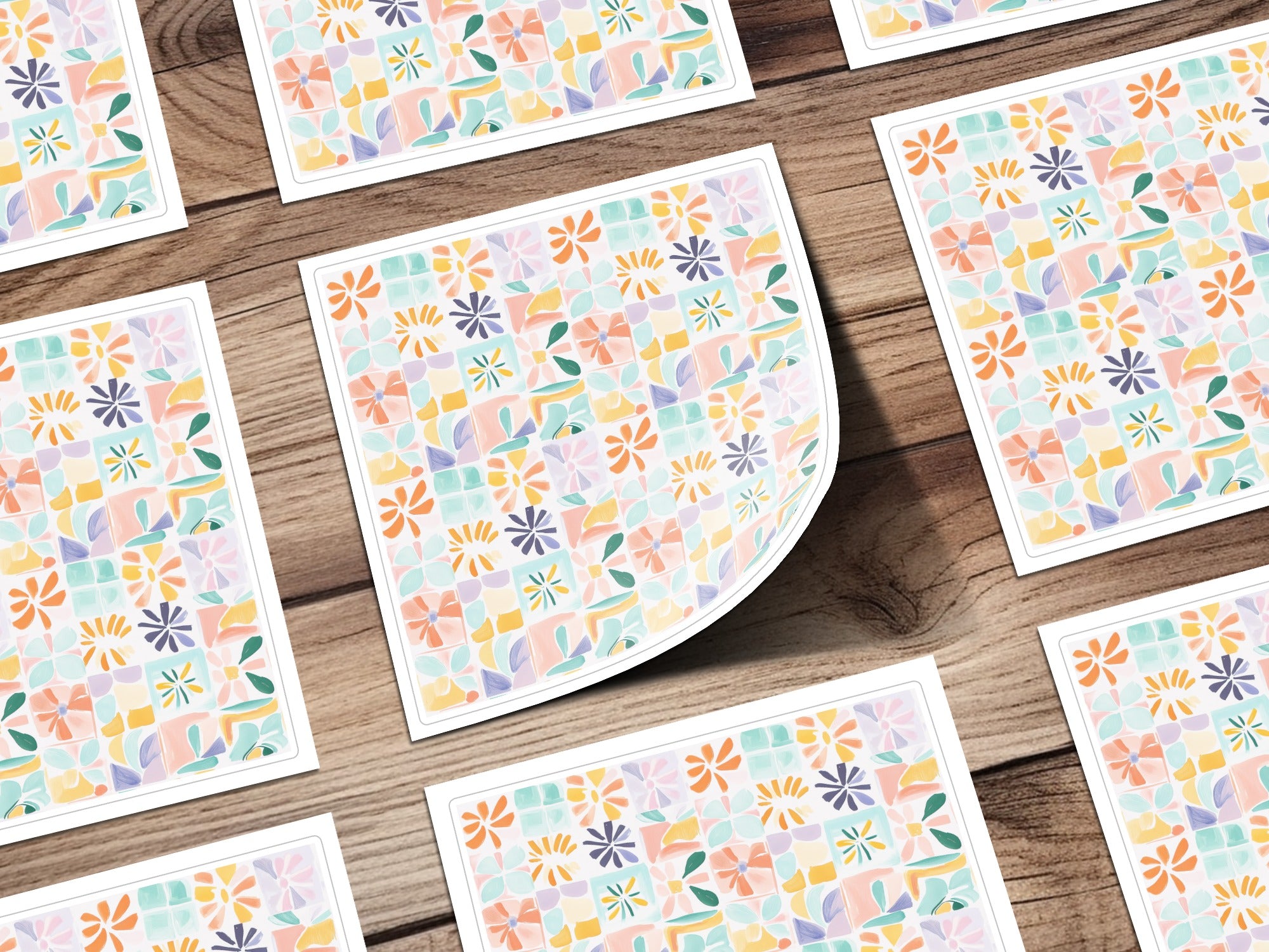 Colorful Abstract Floral Pattern Geometric Squares product type