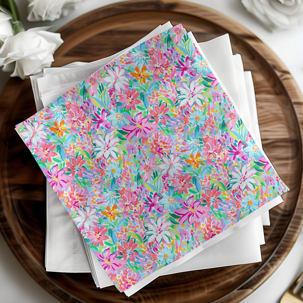 Colorful Floral Printed Paper Napkins Pack for Special Events