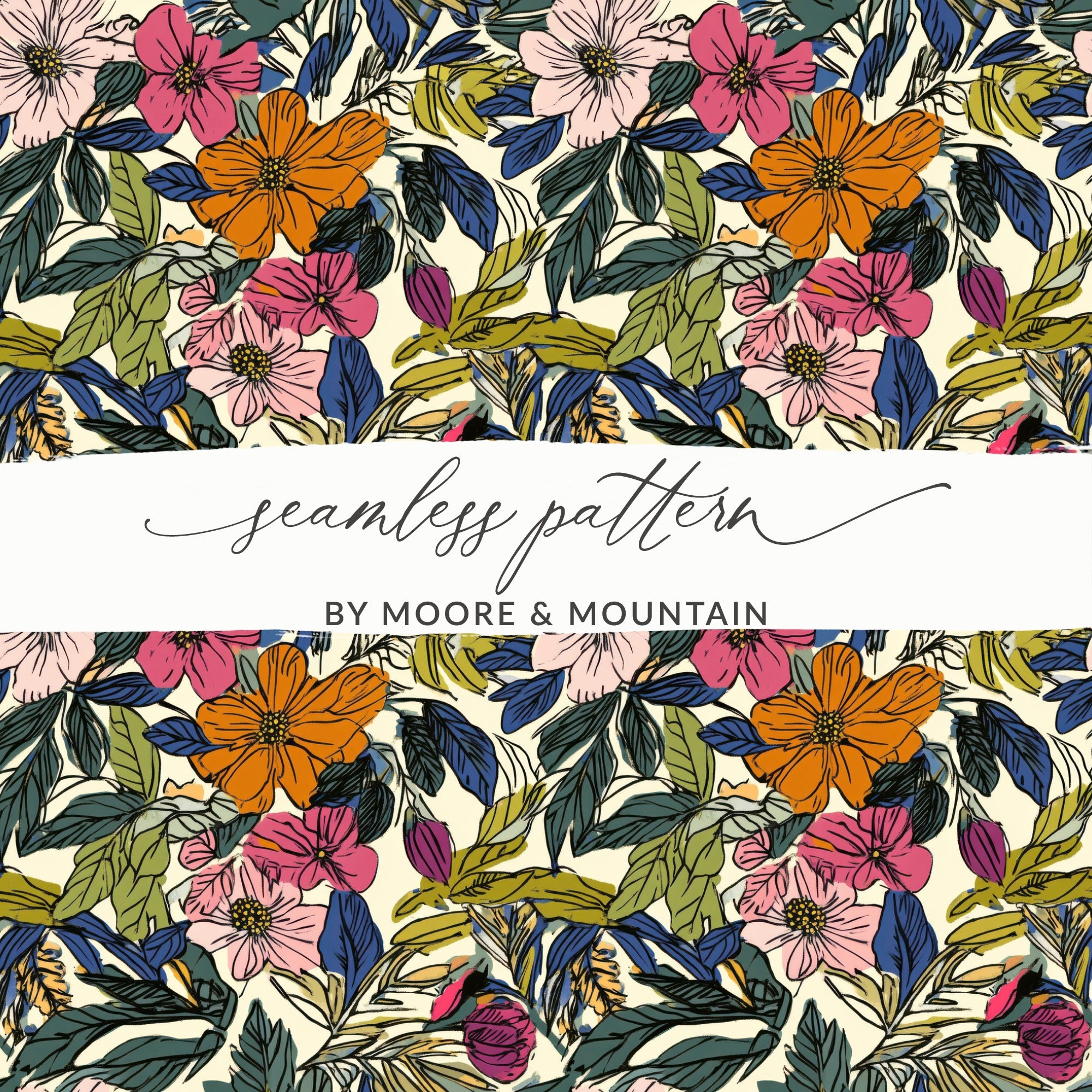 Colorful Floral Seamless Pattern by Moore & Mountain Design
