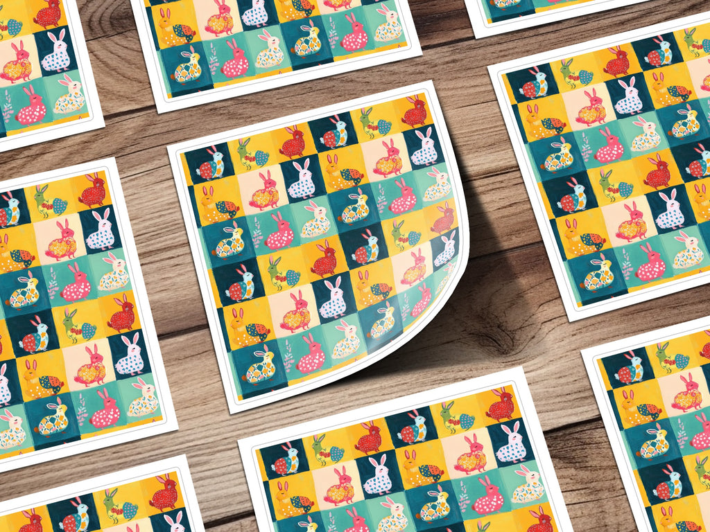 Colorful Bunny Pattern Artwork Sticker Sheet