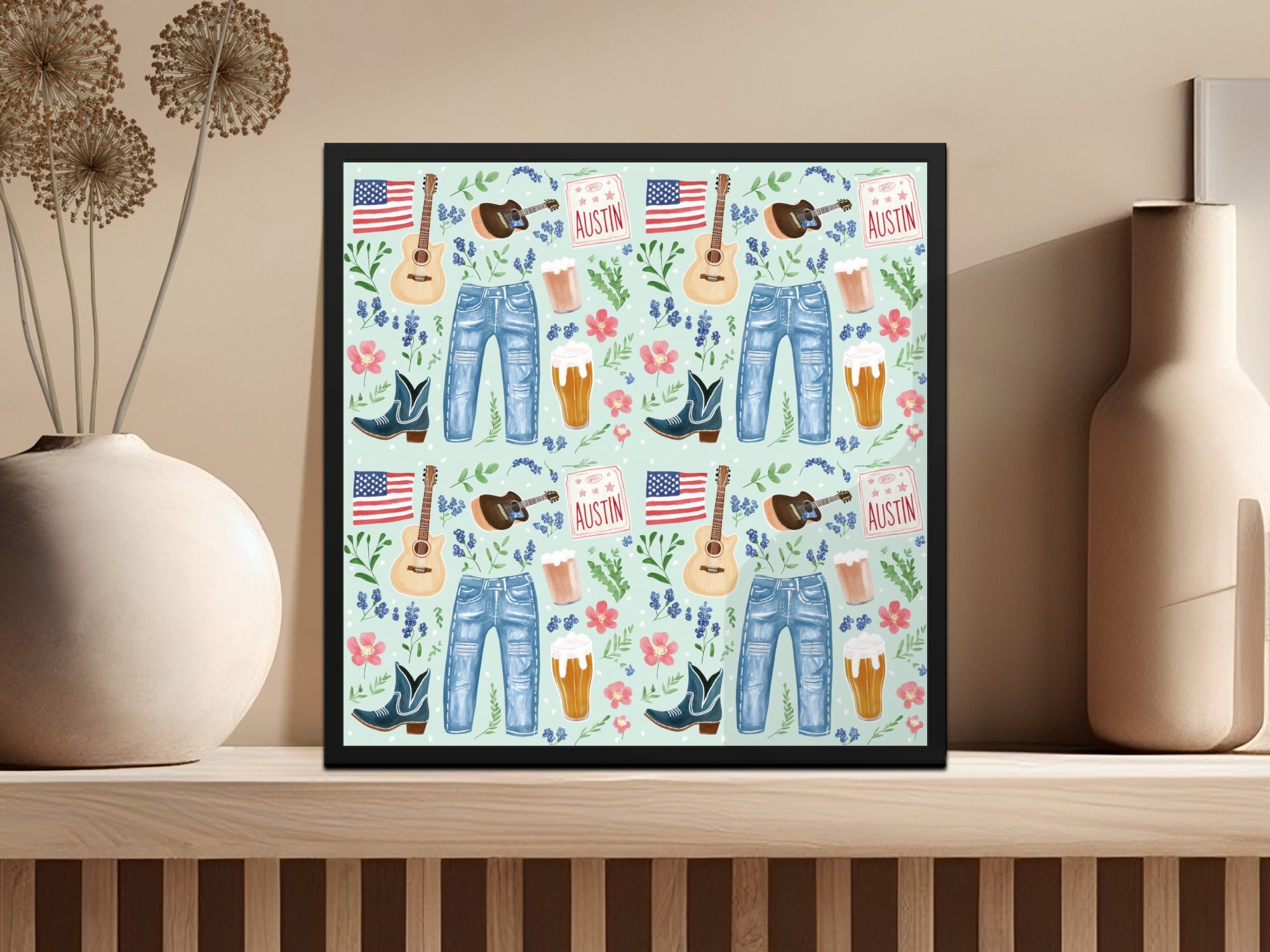 Austin Texas Themed Decorative Art Print Poster