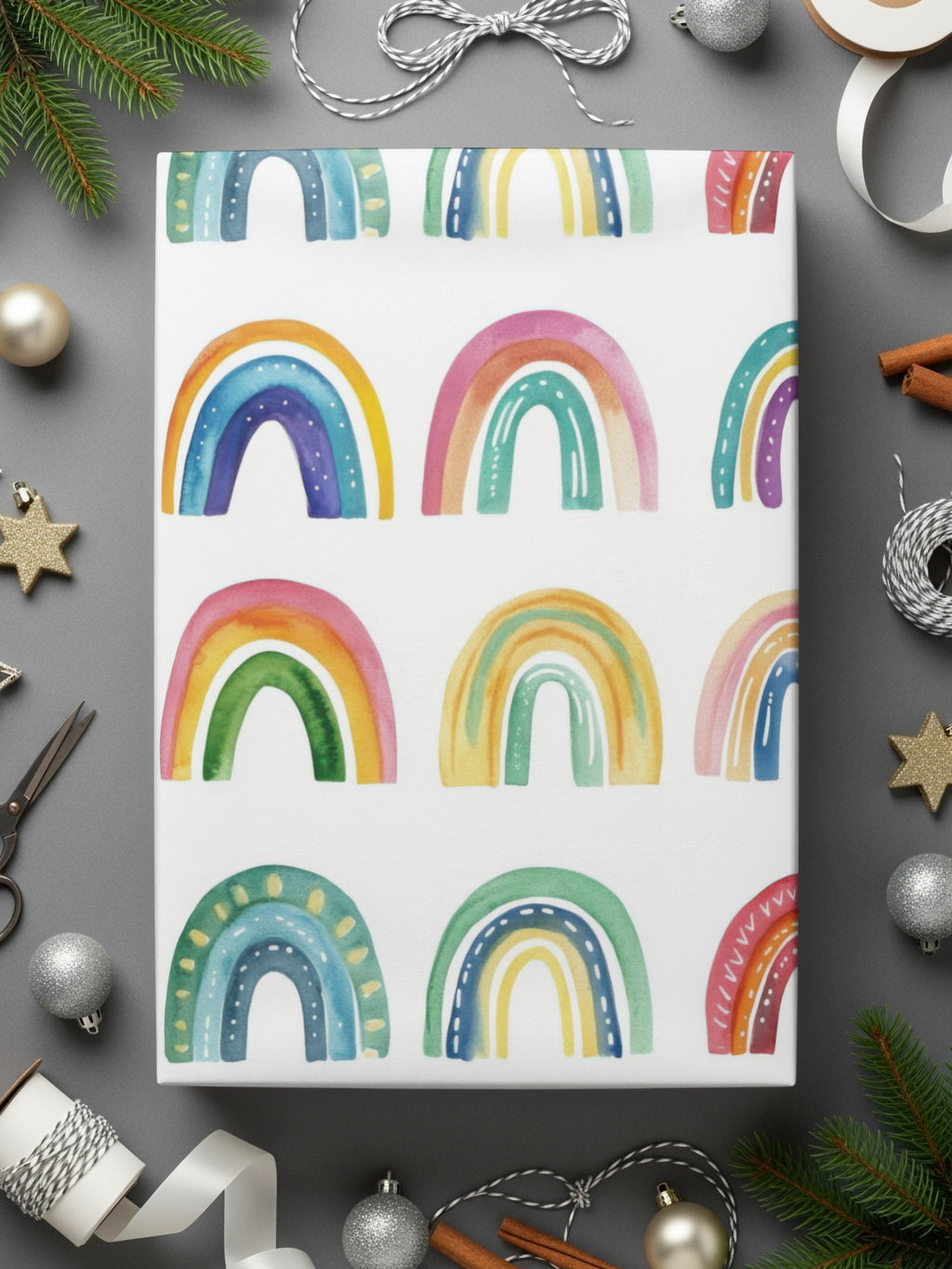 Rainbow Themed Gift Wrapping Paper for Holidays