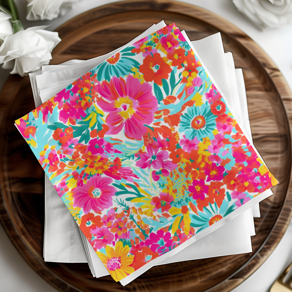 Bright and Colorful Floral Design Napkin Set