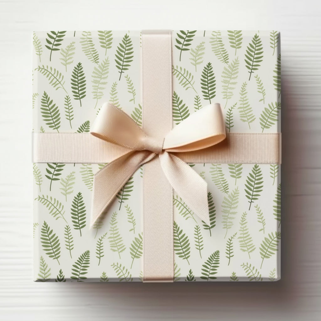 Elegant Green Fern Patterned Gift Wrap Box