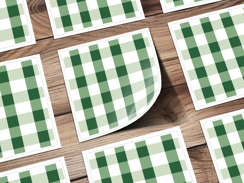 Green Checkered Pattern Sticker Sheet Set
