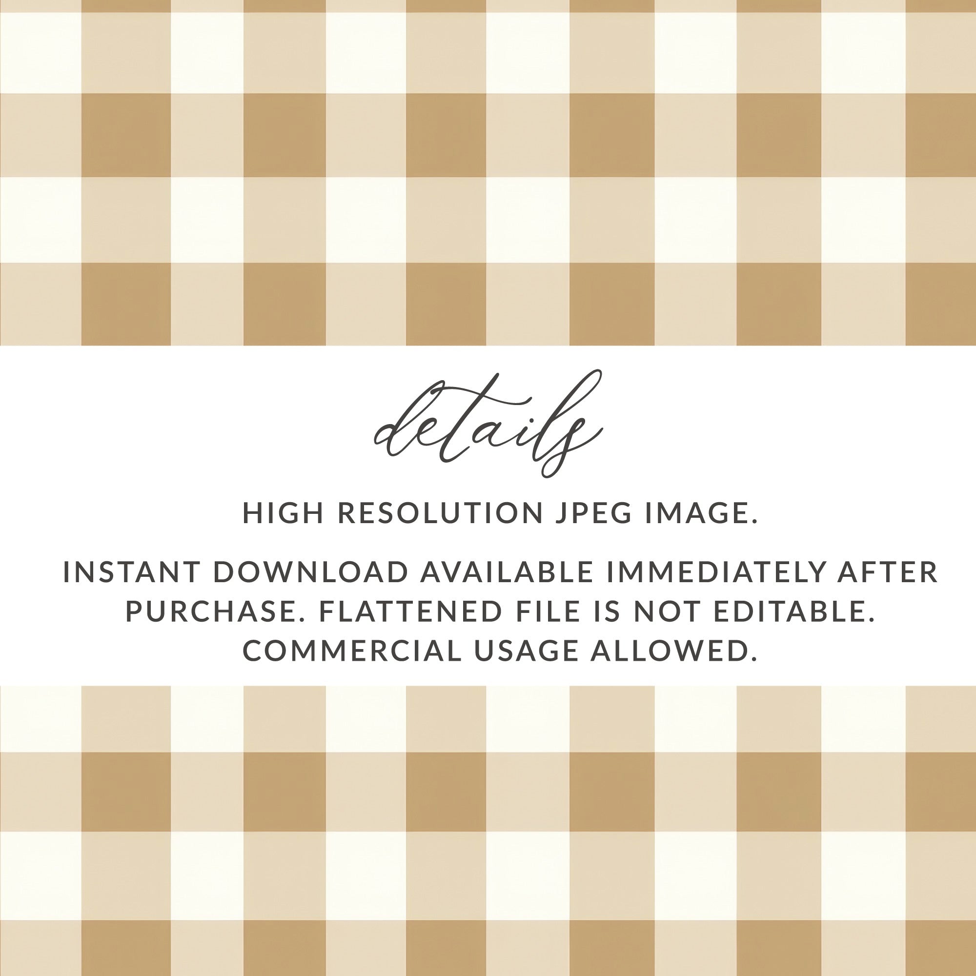 Beige Gingham High Resolution JPEG Instant Download