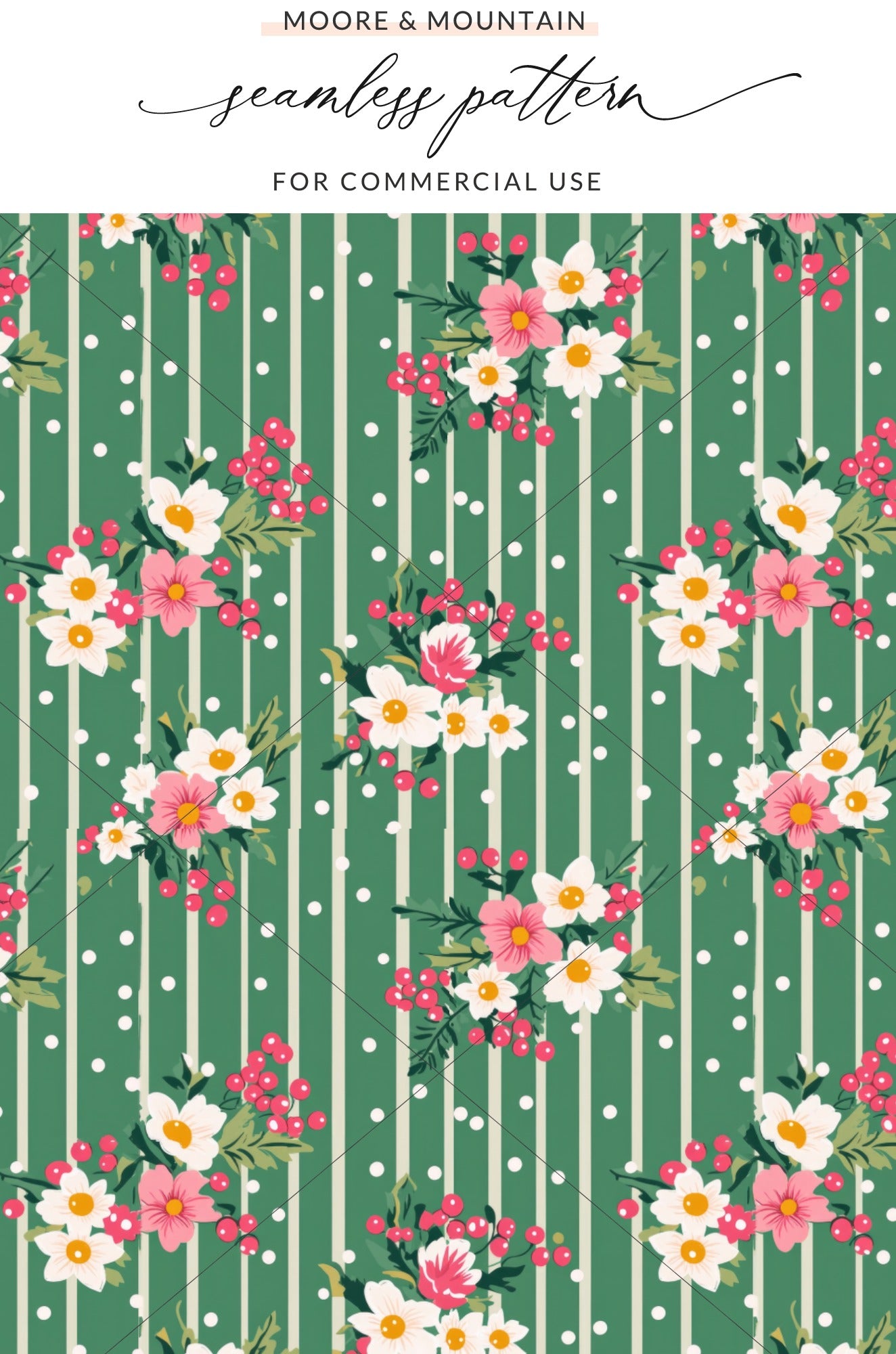 Seamless Floral Stripe Pattern for Commercial Use