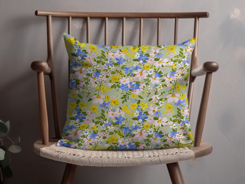 Vibrant Floral Pattern Decorative Cushion for Home Decor