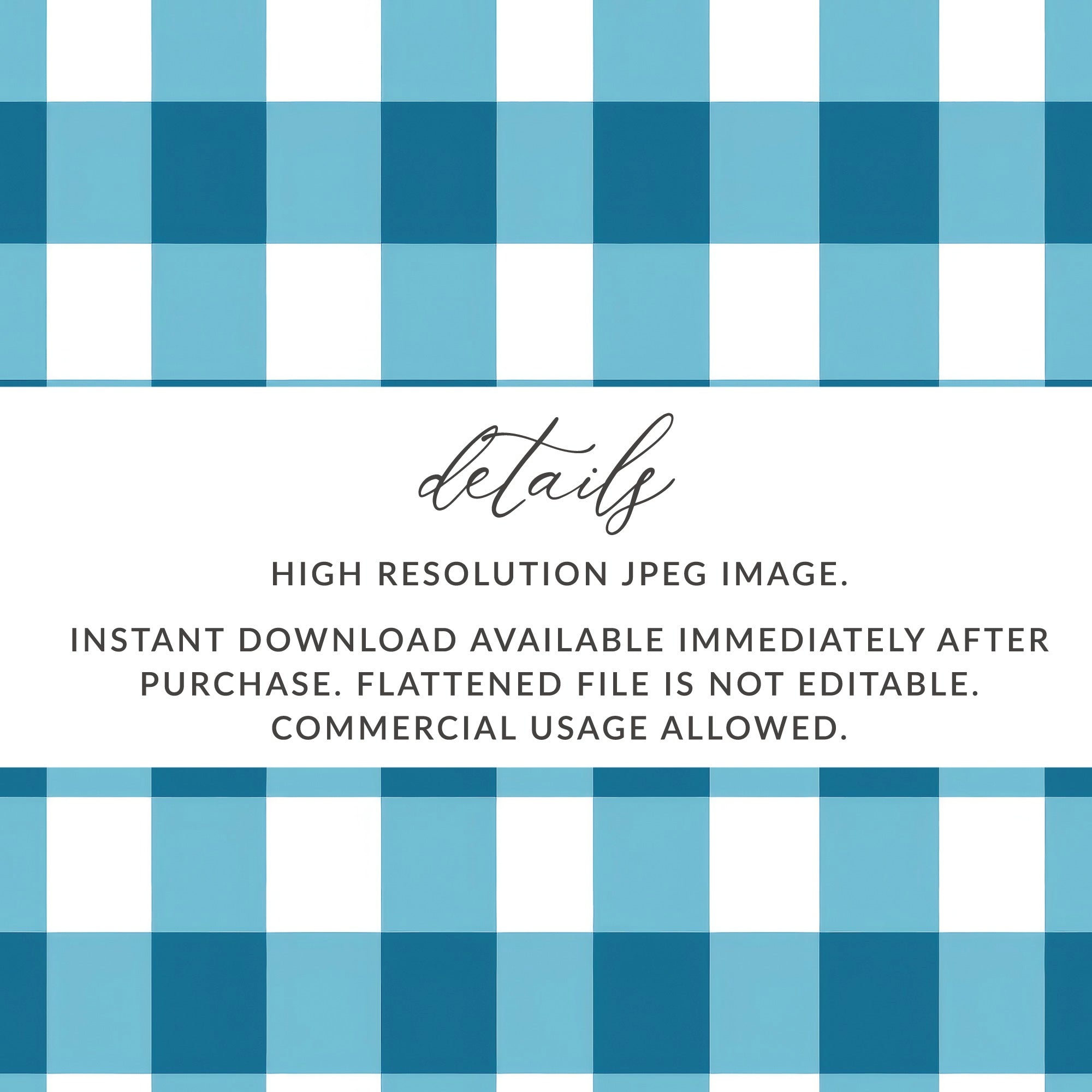 High Resolution Blue Gingham Pattern JPEG Instant Download