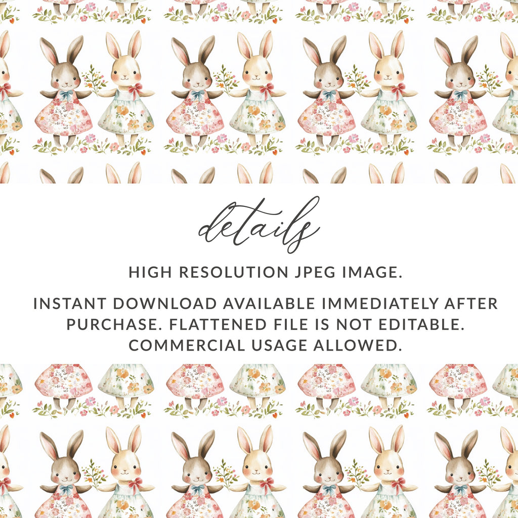 Cute Watercolor Bunny Floral Garden Seamless product type