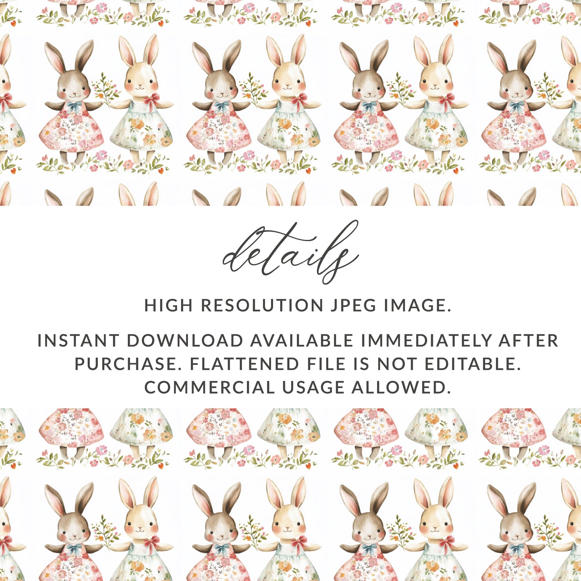 Cute Watercolor Bunny Floral Garden Seamless product type