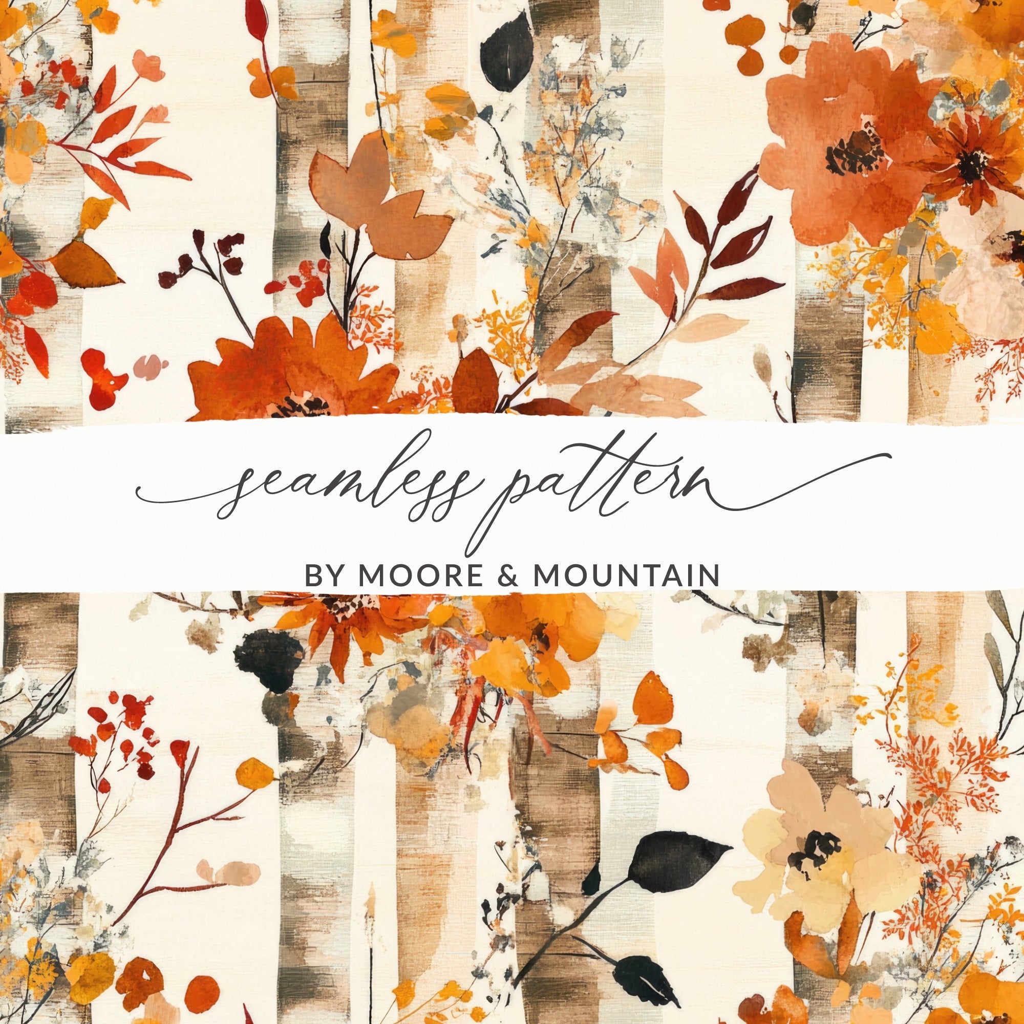 Floral and Autumn Leaves Seamless Pattern Design