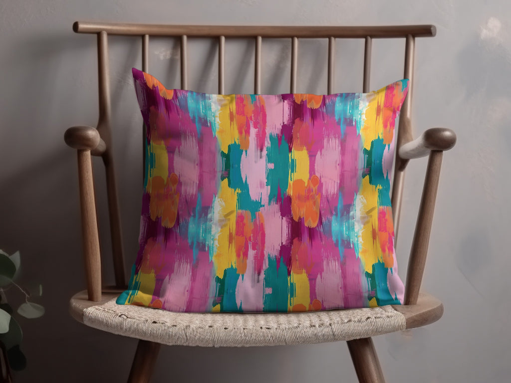 Vibrant Abstract Multi-Color Pattern Throw Pillow