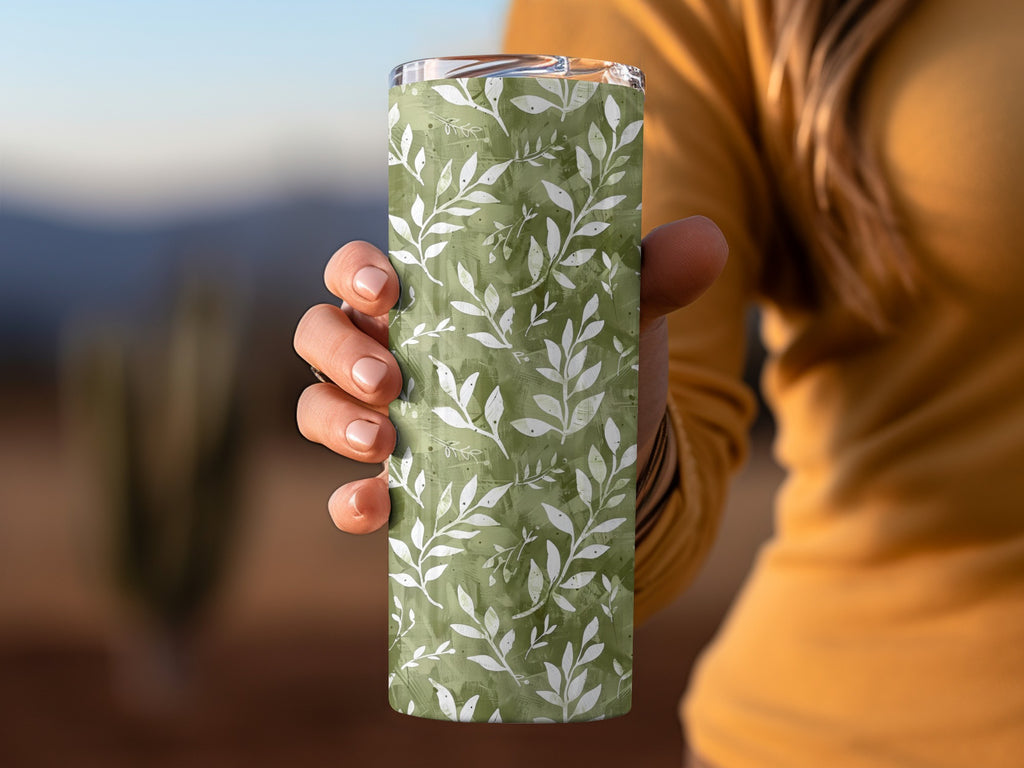 Green Leaf Pattern Insulated Tumbler for Everyday Use