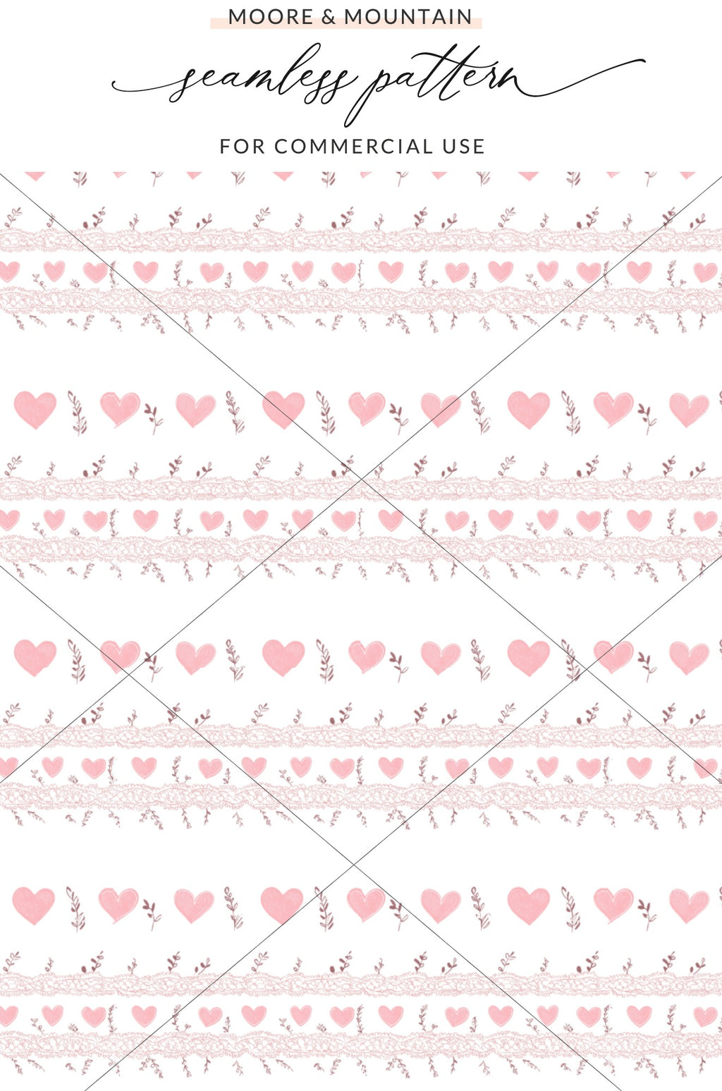 Pink Hearts and Floral Seamless Pattern Design