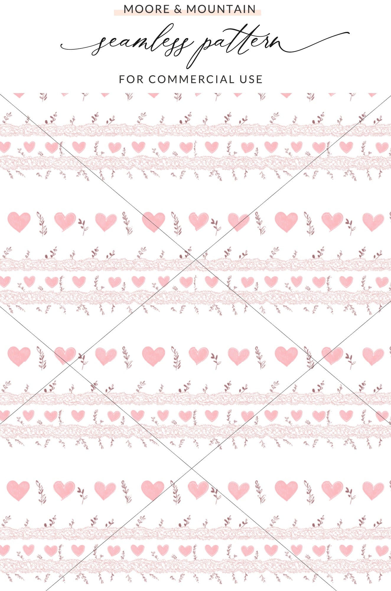 Pink Hearts and Floral Seamless Pattern Design