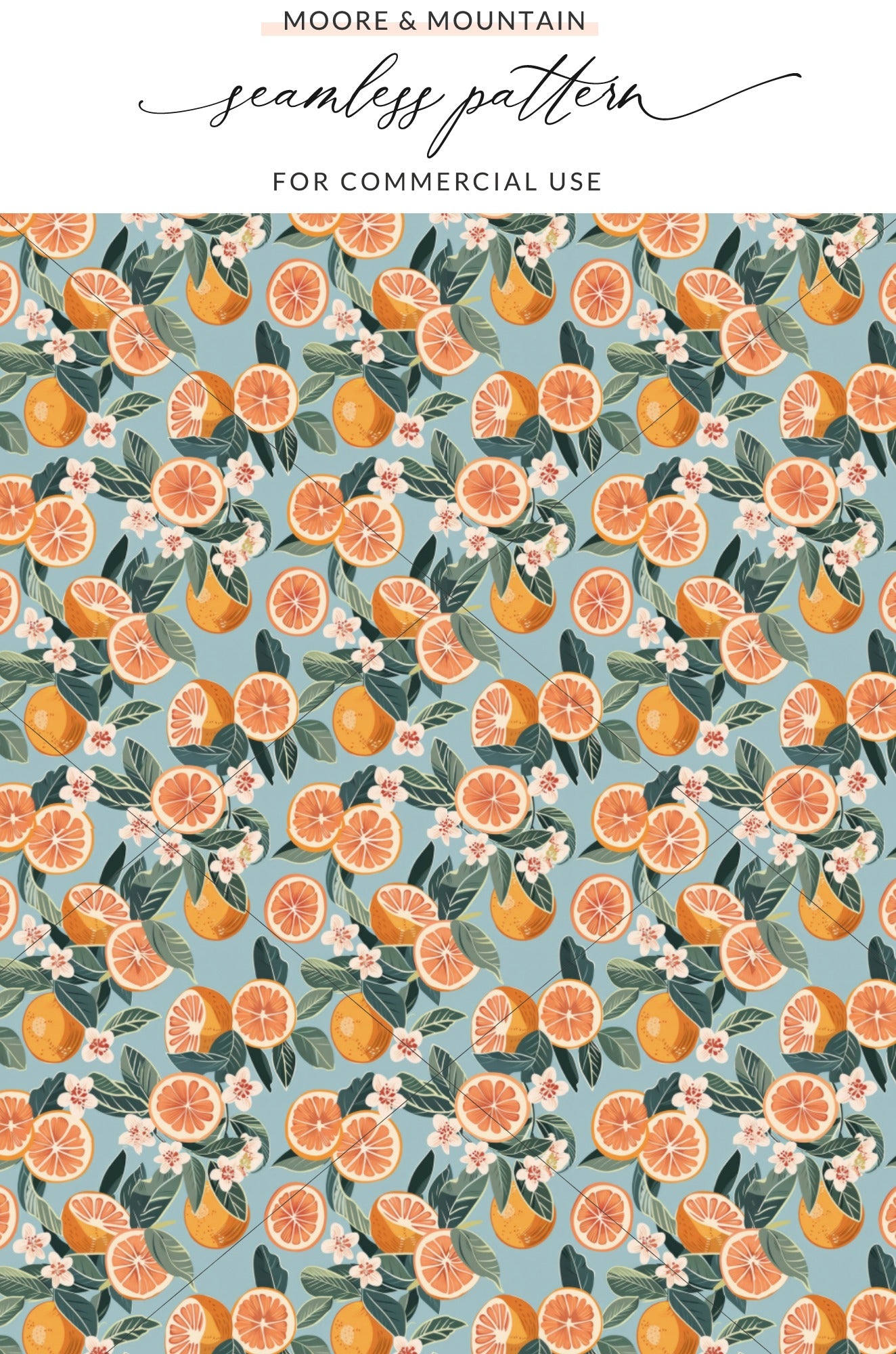 Vibrant Citrus and Floral Seamless Pattern for Commercial Use