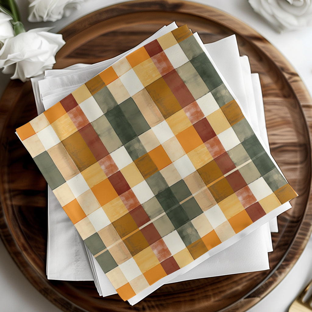 Colorful Checkered Pattern Table Napkin Set for Dining