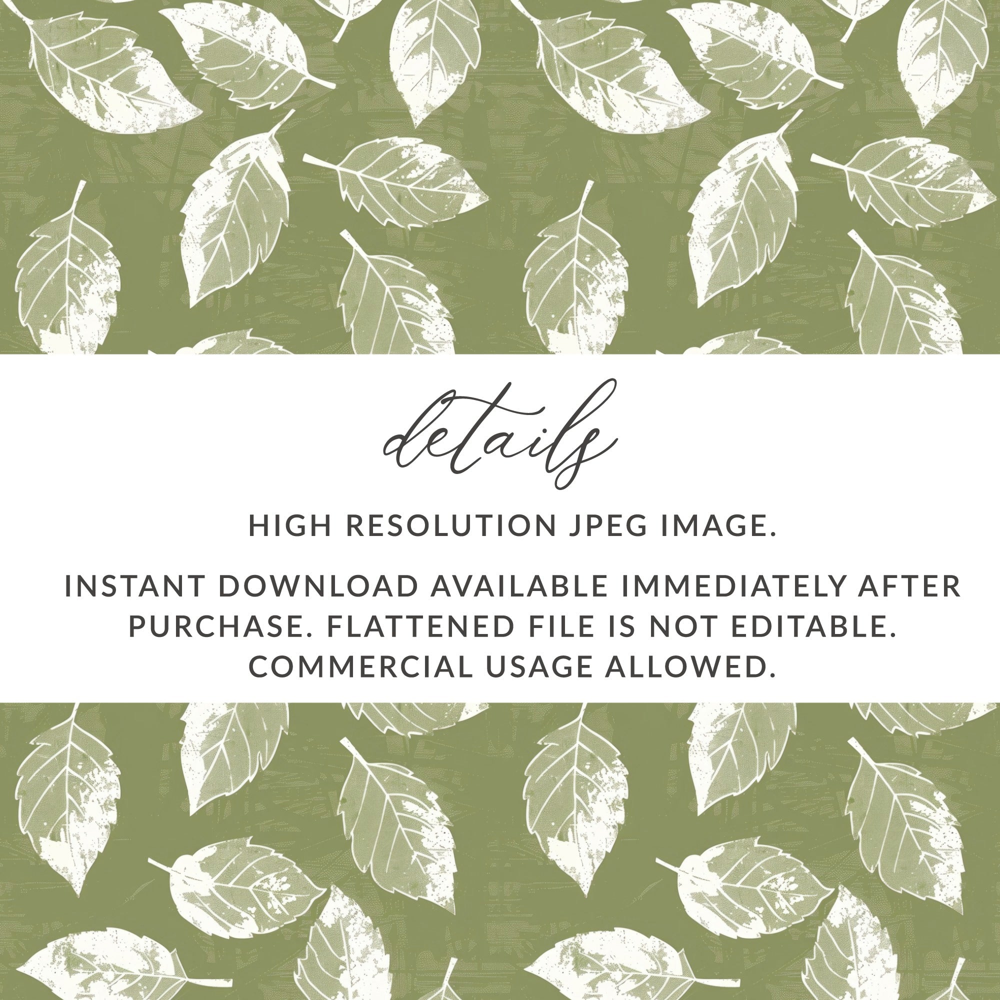 High Resolution Green Leaf Pattern Digital Download
