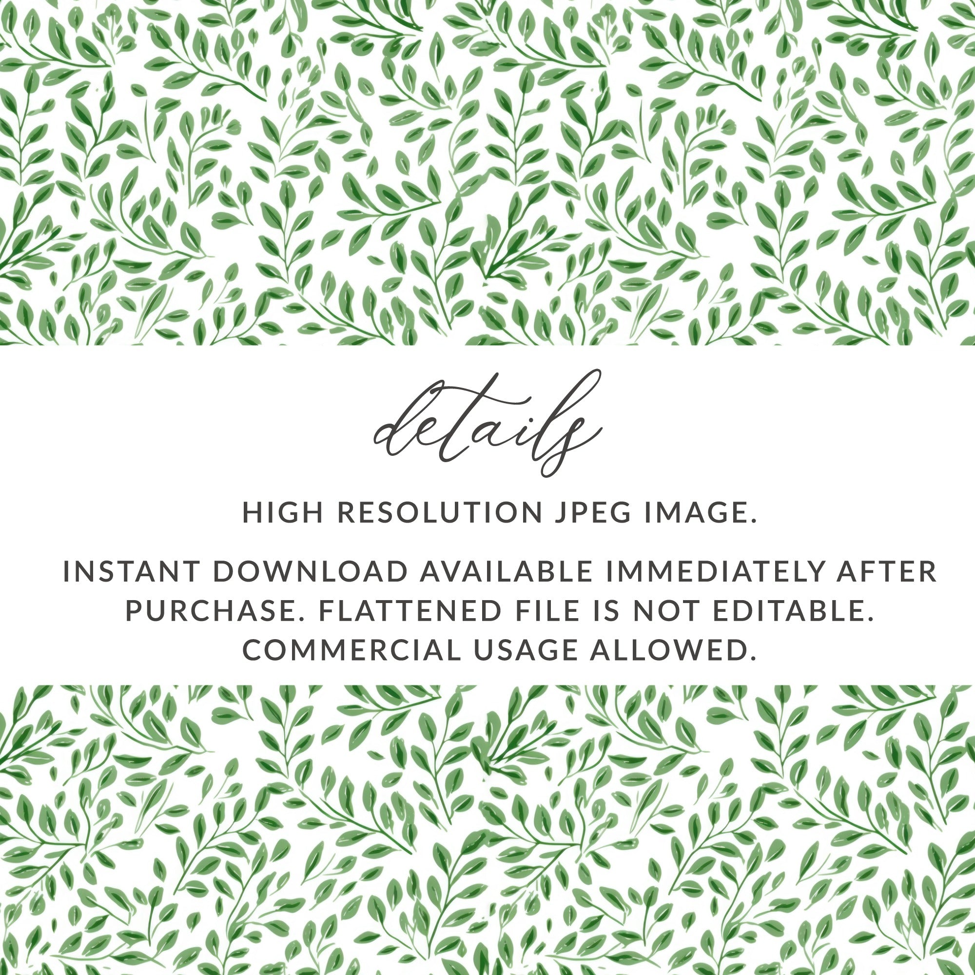 High Resolution Green Leaf Pattern Instant Download Image