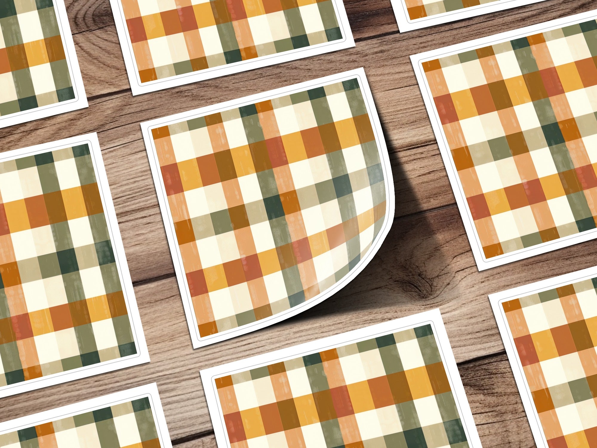 Autumn Plaid Checkered Pattern Sticker Sheet