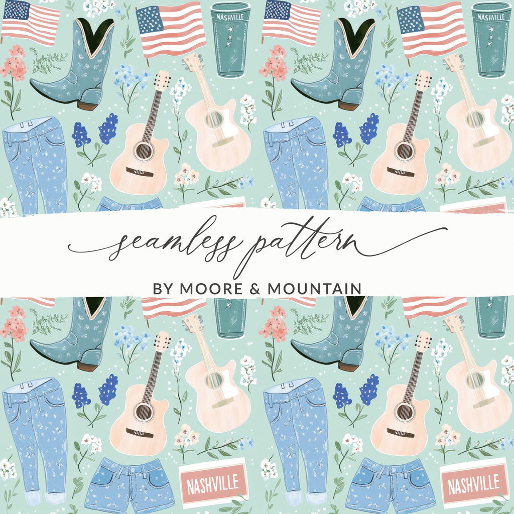 Nashville Themed Seamless Pattern for Crafting Projects