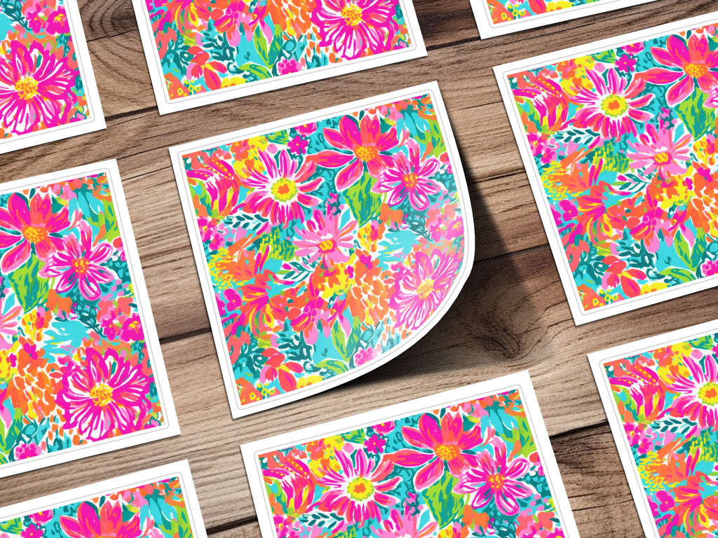 Vibrant Floral Print Colorful Wall Art Decor Stickers