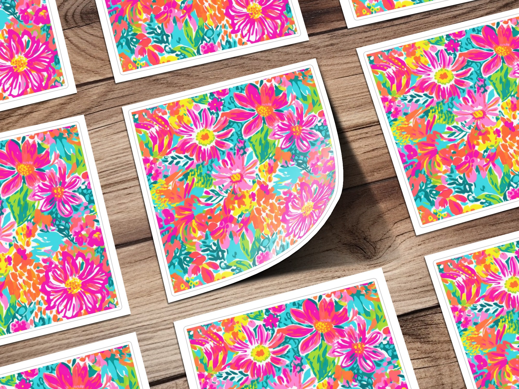 Vibrant Floral Print Colorful Wall Art Decor Stickers