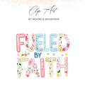 Floral letters spell "Fueled by Faith" with "Clip Art" above.