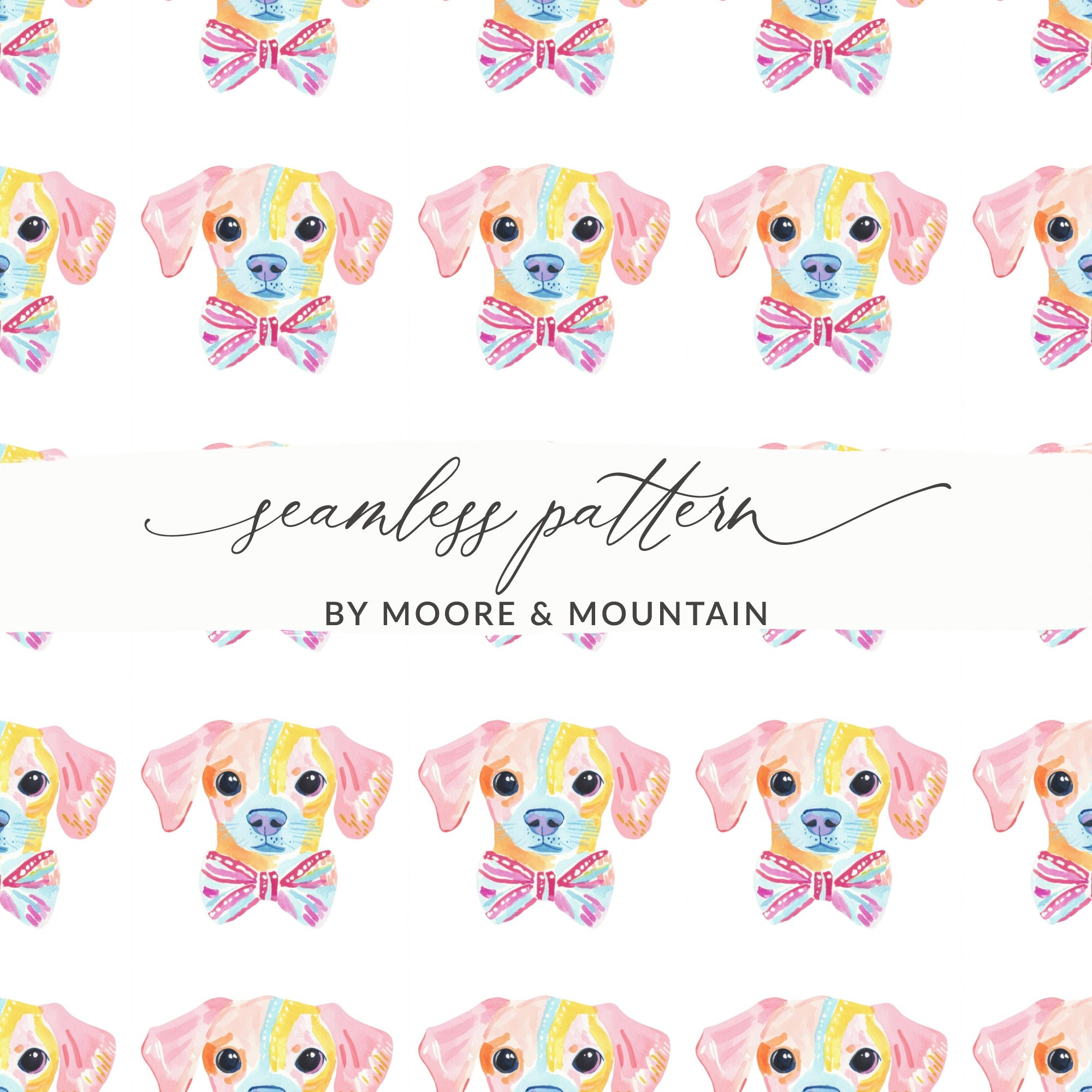 Watercolor Colorful Puppy Bow Tie Pattern product type
watercolor dog
puppy pattern
colorful design
repeating print
dog bow tie
pet illustration
pastel colors
cute animal
artistic print
canine art
vibrant design
unique pattern
dog lover gift
fabric design
digital paper
kids friendly
playful print
sweet puppy
whimsical art
Moore & Mountain