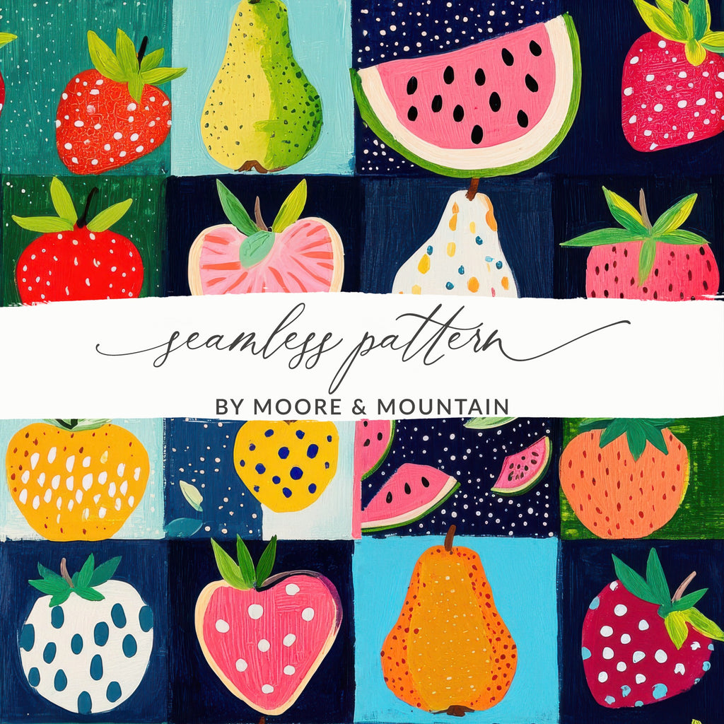 Colorful Fruit Illustrations Seamless Pattern Design