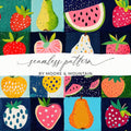 Colorful Fruit Illustrations Seamless Pattern Design