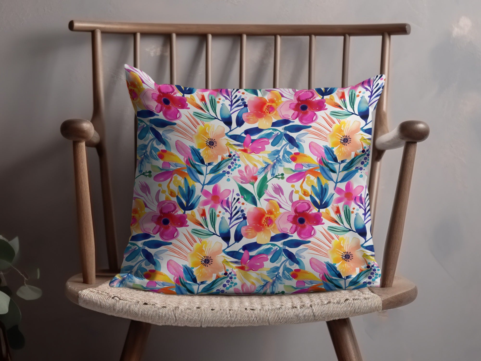 Vibrant Watercolor Floral Pattern Pillow product type
Pillow, Cushion, Throw Pillow, Home Decor, Living Room, Bedroom, Accent Pillow, Decorative Pillow, Floral, Flower, Botanical, Watercolor, Vibrant, Colorful, Bright, Spring Decor, Summer Decor, Artistic, Modern Floral, Pattern